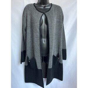 Adrienne Vittadini Black and Gray Chevron Cardigan